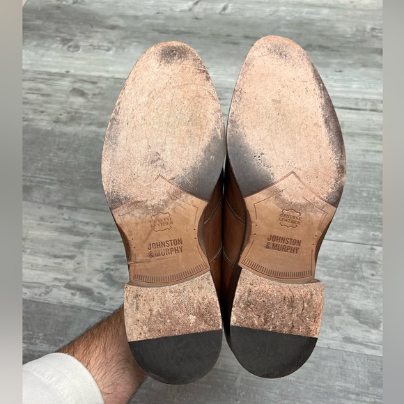 Johnston & Murphy Burnished Walnut Tan Wingtip Derbys 12 M - Picture 3 of 10